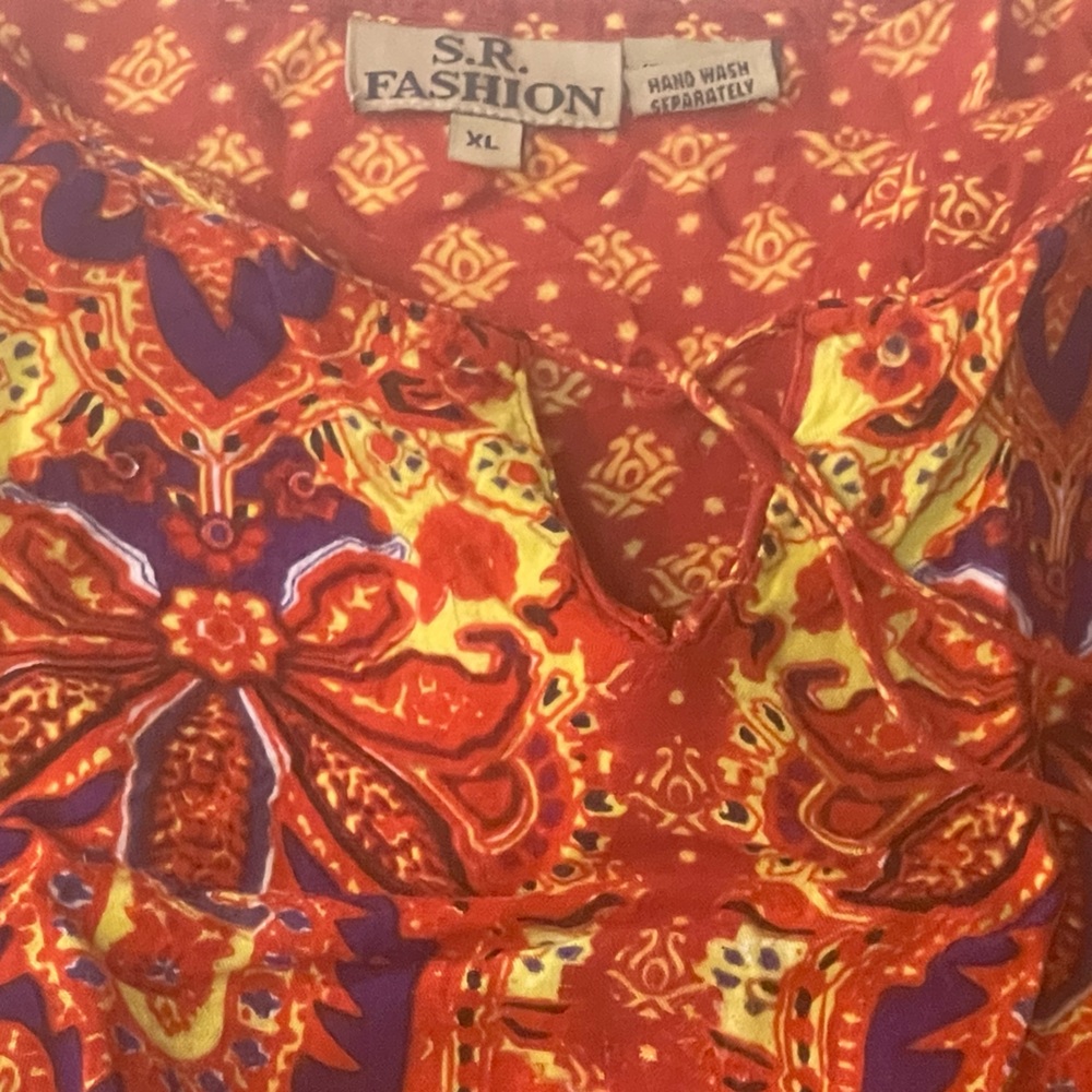 Lightweight Red/Multi Patchwork Cotton Dress - image 2